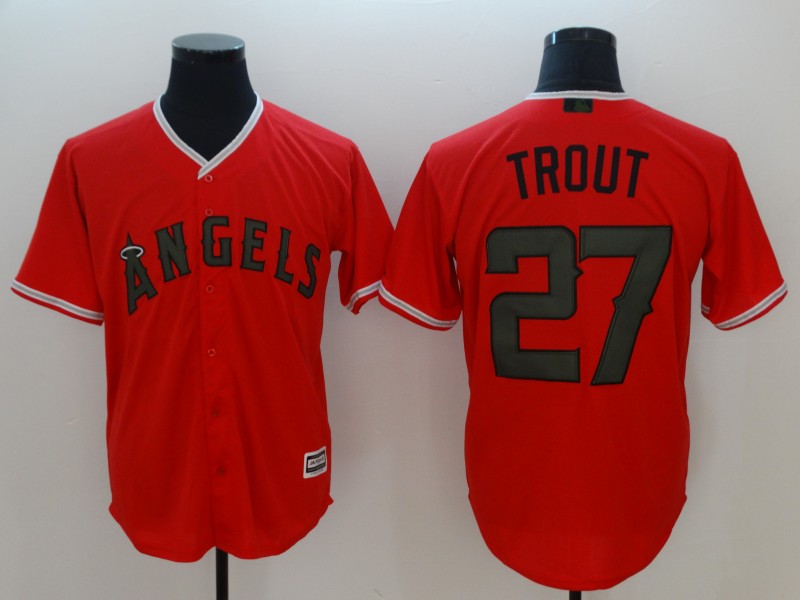 Men Los Angeles Angels #27 Trout Orange Game MLB Jerseys